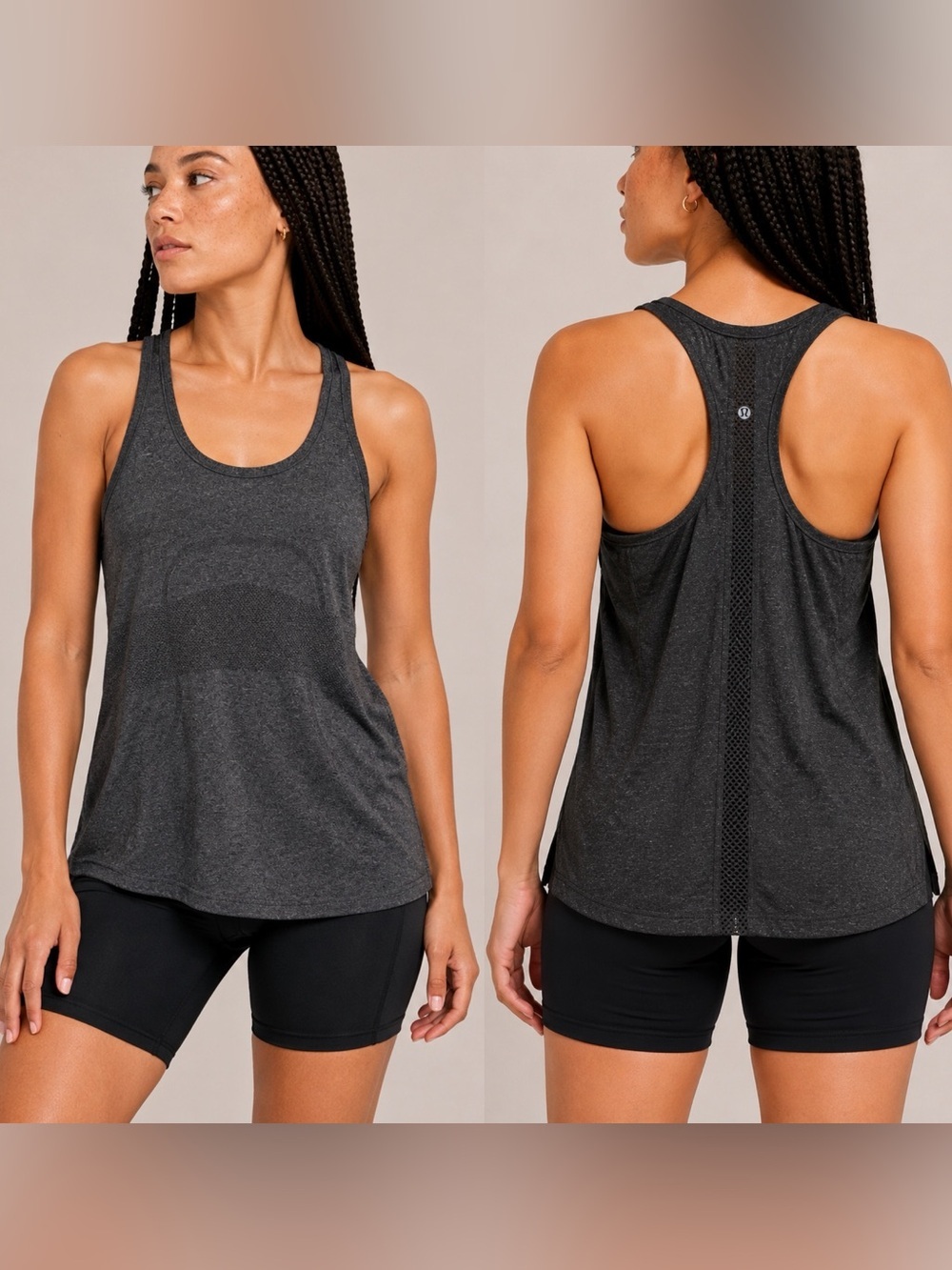 Lululemon Swiftly Tech Racerback Tank Heathered Black Gray Size 8